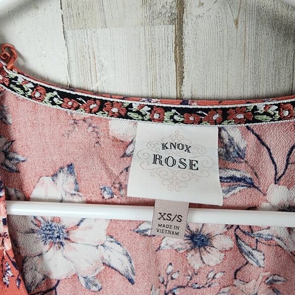 Knox Rose Desert Coral Floral Tassel Cardigan Size XS/S - Picture 3 of 11